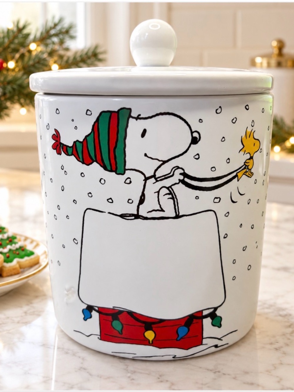 Peanuts Snoopy Woodstock Christmas Ceramic Cookie Jar 2023 Zrike